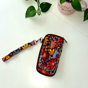 Vibrant Floral Wristlet Wallet with Strap